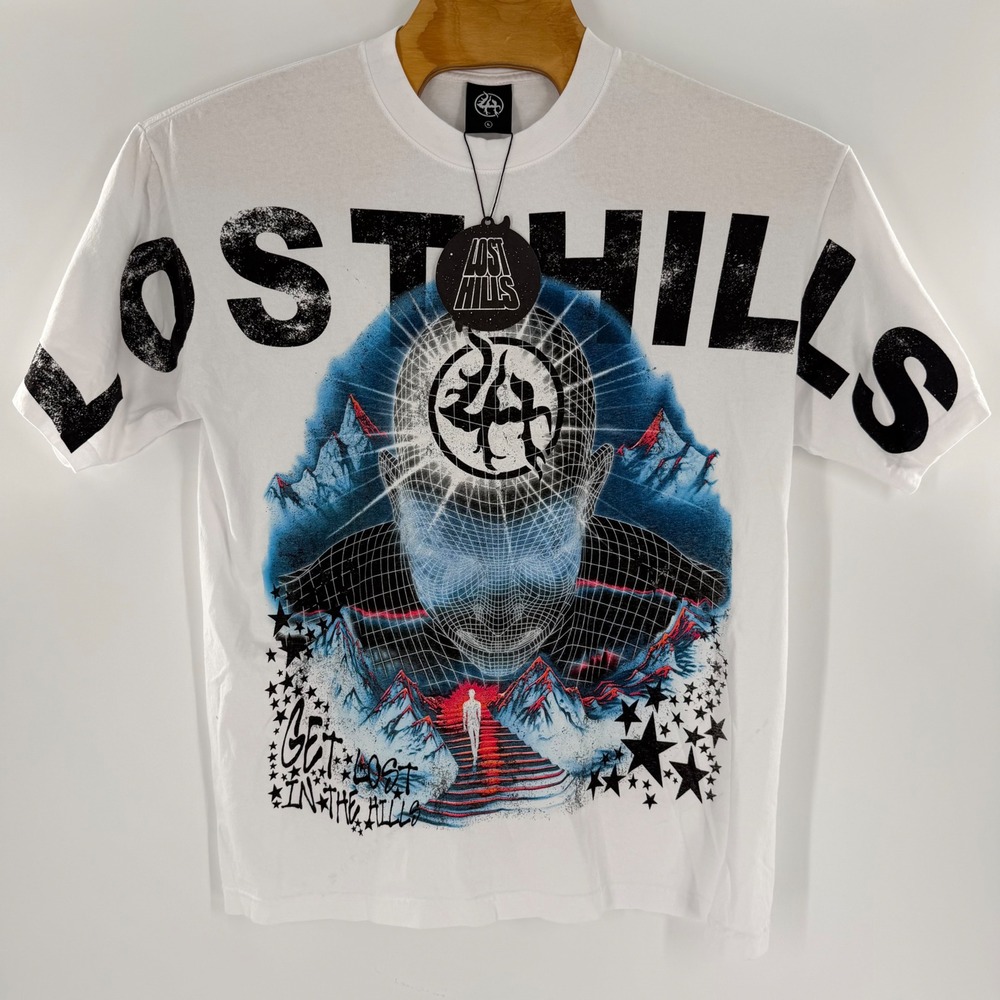 Lost Hills Get Lost in the Hills Graphic T-Shirt Mens Large White Made in USA